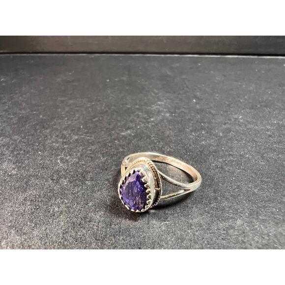 Blue kyanite sterling silver teardrop ring size 5 - Picture 11 of 16